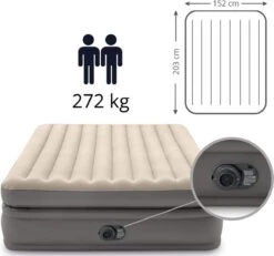 Intex Prime Comfort - Luchtbed - 2-Persoons - 152x203x51 Cm (BxLxH) - Grijs - Met Ingebouwde Motorpomp -Buiten Kamperen 1200x1124