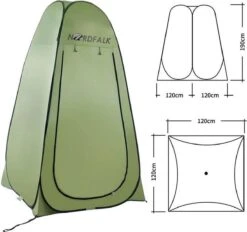 NordFalk Douchetent Pop-up 190 Cm - Camping Douche - Omkleedtent - Incl. Tentharingen En Draagtas - Groen -Buiten Kamperen 1200x1127