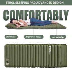 ETROL Camping Slaapmat-2-in-1 Zelfopblazende Kampeermat Met Kussen (78"x 28"), Lichtgewicht, Dik 4"compact Kussen, Geschikt Voor Zelfrijdende Reizen, Lekvrije, Waterdichte Tent -Buiten Kamperen 1200x1132 4