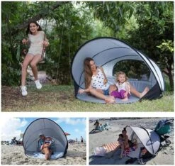 Deryan Luxe Pop Up Strandtent XXL - Anti-UV 50+ - Zilver -Buiten Kamperen 1200x1137 1