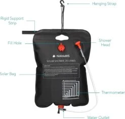 Navaris Campingdouche Op Zonne-energie - 20 Liter - Verwarmbare Camping Douchezak Met Douchekop, Slang En Kraan - Ideaal Voor Reizen En Kamperen -Buiten Kamperen 1200x1146 5