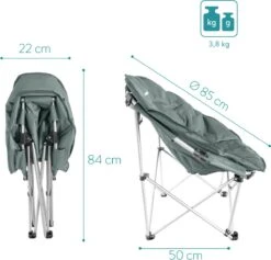 Navaris Klapstoel XXL - Campingstoel Met Opbergtas - Draagbare Stoel Voor Kamperen, Festivals En Vissen -Strandstoel - Inklapbaar - Grijs -Buiten Kamperen 1200x1150 10