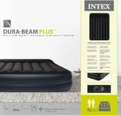 Intex Luchtbed - 2-Persoons - 152 X 203 X 42 Cm - Blauw - Met Pomp + Hoeslaken Wit + Reparatieset -Buiten Kamperen 1200x1150 2