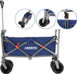 AREBOS Handkar | Transportwagen | Apparatuurwagen | Opvouwbaar | Blauw -Buiten Kamperen 1200x1150 4
