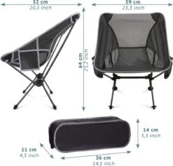 Smartpeas Camping Stoel Van Stevig 600D Polyester En Aluminium - Lichtgewicht En Opvouwbaar - Camping Gadget Inclusief Zijzakken +Plus: Strandmat & Draagtas -Buiten Kamperen 1200x1150 7