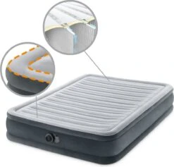 Intex Luchtbed - Twijfelaar - 137 X 191 X 33 Cm - Grijs - Met Ingebouwde Pomp, Hoeslaken Antraciet En Reparatieset -Buiten Kamperen 1200x1152 1
