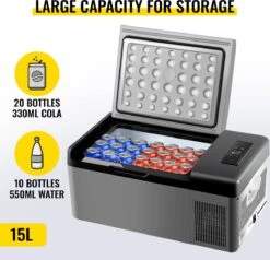 VEVOR - Coolbox - Koelbox 15L - Elektrische Coolbox - Draagbare Mini Koelkast - Draagbare Auto Vriezer 12/24Volt -Buiten Kamperen 1200x1155 17