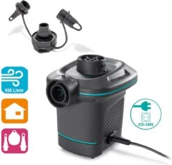 Intex Luchtbedset Intex Luchtbed - 1-Persoons - 76 X 191 X 25 Cm - Blauw + Intex Elektrische Pomp - 650 Liter/min + Hoeslaken Antraciet + Reparatieset -Buiten Kamperen 1200x1155 8