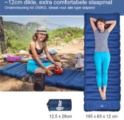 Hikr® Slaapmat 10cm+ Dikte - Comfortabel Luchtmatras - Zelfopblazend Met De Voet - TPU+40D Nylon - Slaapmatje Eenpersoons En Uit Te Breiden Tot Tweepersoons - Slaapmat Met Ingebouwde Pomp -Buiten Kamperen 1200x1159 1