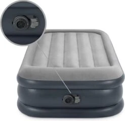 Intex Luchtbed - 1-Persoons - 99 X 191 X 42 Cm - Grijs - Met Pomp, Hoeslaken Zwart En Reparatieset -Buiten Kamperen 1200x1166 4