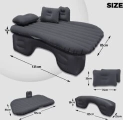 Flightmode - Opblaasbaar Matras Voor Auto, Opblaasbaar Bed, Autostoel, Comfortabel, Met Elektrische Luchtpomp En 3 Adapters, 2 Kussens En Transporttas, Voor Camping, Reizen, Strand -Buiten Kamperen 1200x1166 6