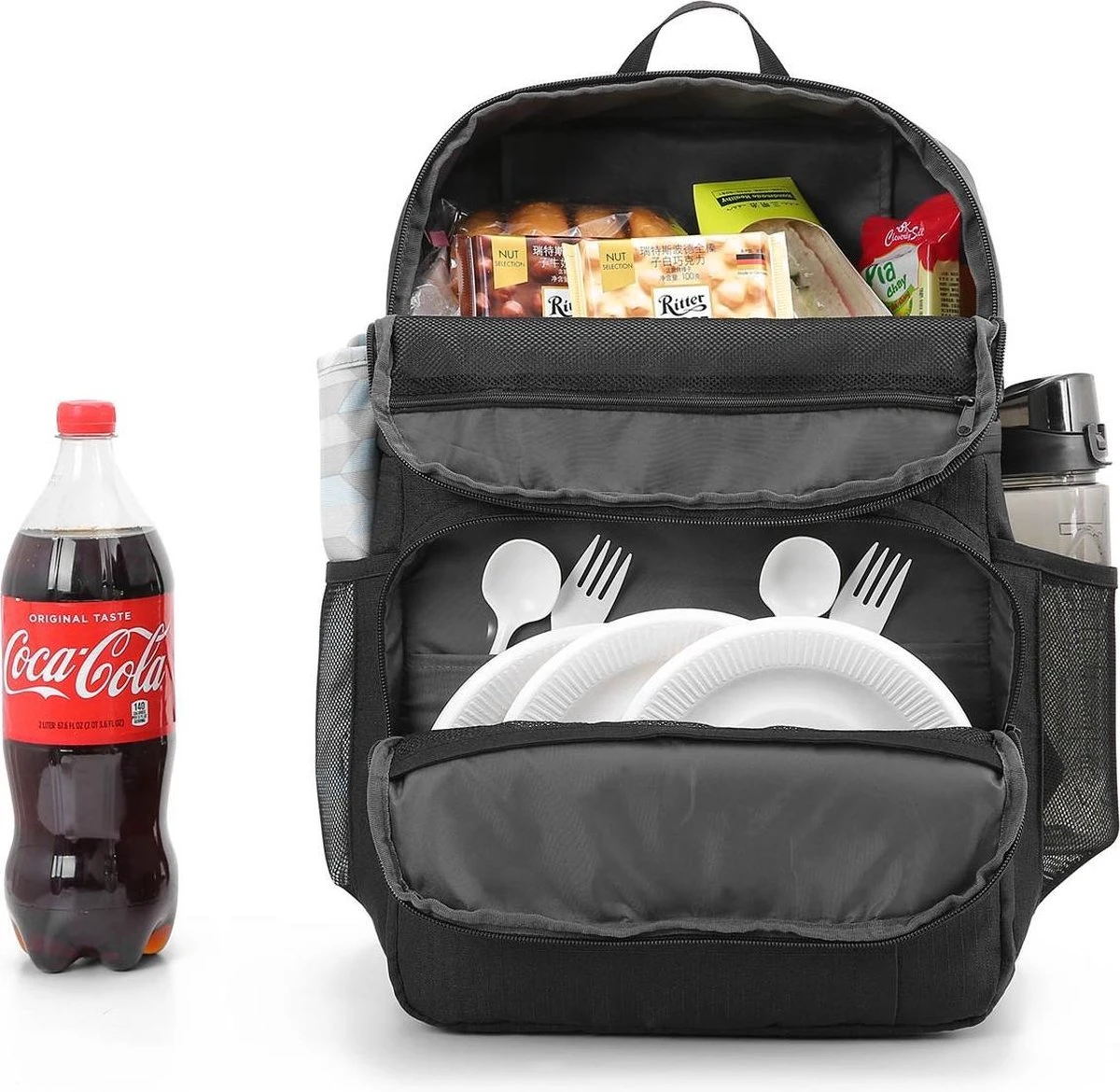 Koeltas Rugzak (28L) - Geschikt Voor 16 Blikjes - Lunchtas Voor Dames En Heren - Zwart 4 Koeltas Rugzak (28L) - Geschikt Voor 16 Blikjes - Lunchtas Voor Dames En Heren - Zwart - Afbeelding 2