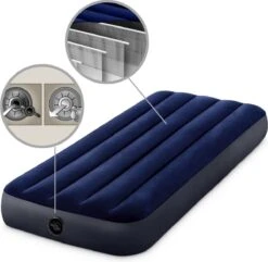 Intex Luchtbedset Intex Luchtbed - 1-Persoons - 76 X 191 X 25 Cm - Blauw + Intex Elektrische Pomp - 650 Liter/min + Hoeslaken Antraciet + Reparatieset -Buiten Kamperen 1200x1171 6