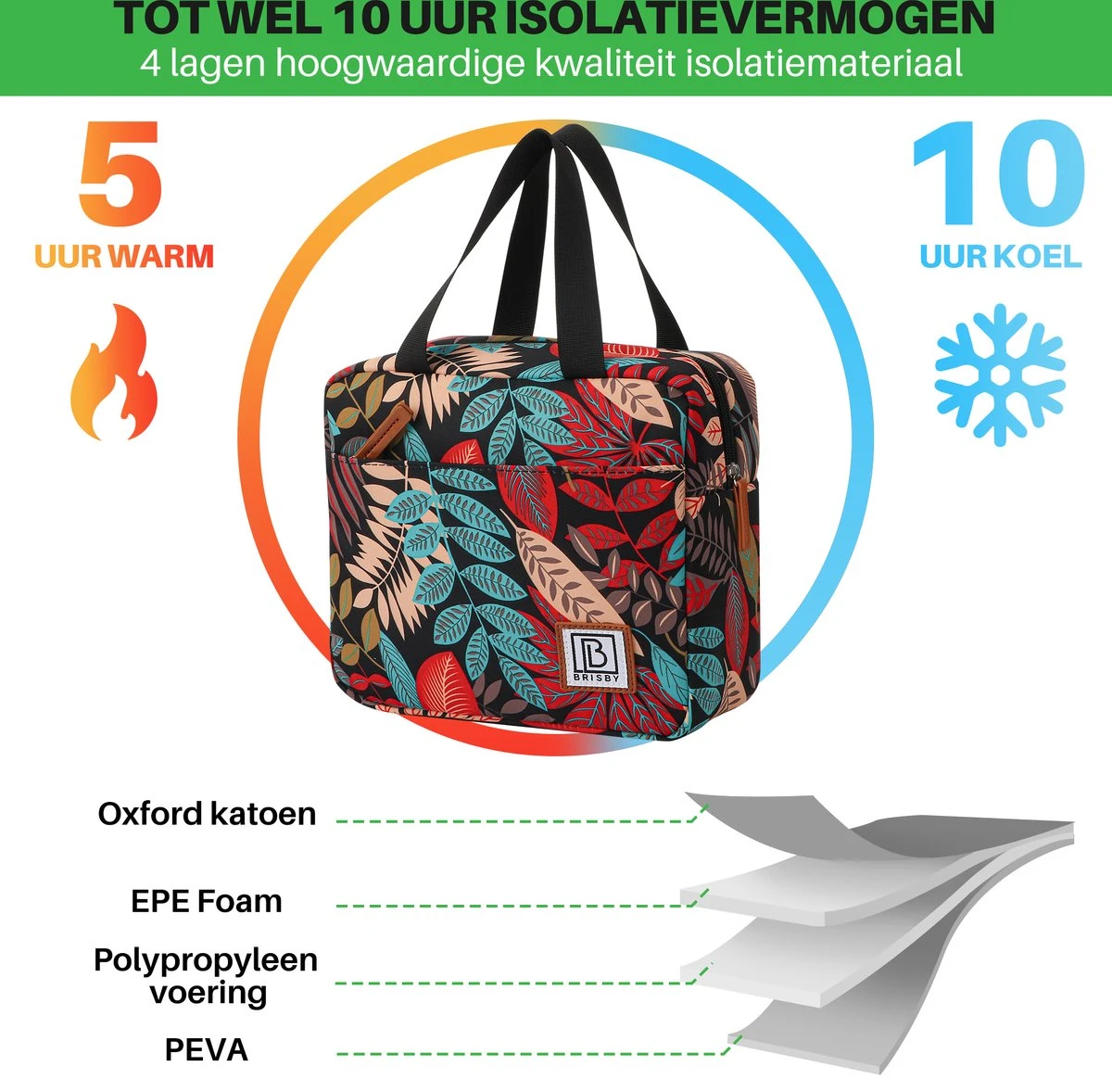 Brisby 4 Laags Geïsoleerde Koeltas - Lunchtas 4 Liter - Jungle 9 Brisby 4 Laags Geïsoleerde Koeltas - Lunchtas 4 Liter - Jungle - Afbeelding 7