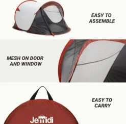 JEMIDI Tweepersoons Pop-up Tent - Opgooitent, Werptent Voor 2 Personen - Ideaal Als Festivaltent Of Kampeertent - Verschillende Kleuren -Buiten Kamperen 1200x1179