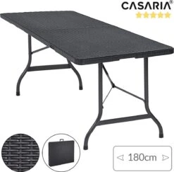 Casaria Tuintafel Opvouwbaar – Met Draaggreep 180x75 Cm – Zwart -Buiten Kamperen 1200x1180 7