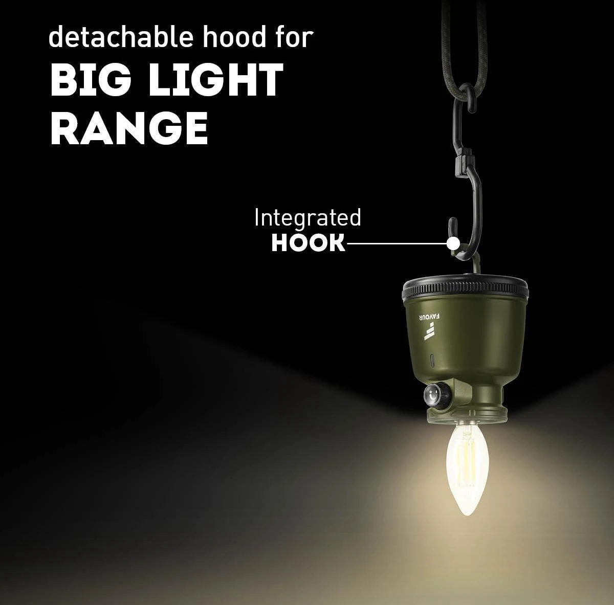 Favour L0818 Retro Camping Lamp Oplaadbaar LED, 320 Lumen, IP64 Waterdicht, Draagbare Kampeerlamp, Tentlamp, Acculamp, Traploos Dimbare Lamp Incl. Kaarslicht-modus, Groen 6 Favour L0818 Retro Camping Lamp Oplaadbaar LED, 320 Lumen, IP64 Waterdicht, Draagbare Kampeerlamp, Tentlamp, Acculamp, Traploos Dimbare Lamp Incl. Kaarslicht-modus, Groen - Afbeelding 5