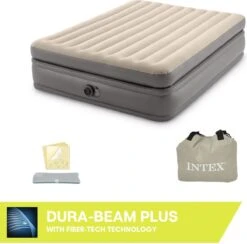 Intex Prime Comfort - Luchtbed - 2-Persoons - 152x203x51 Cm (BxLxH) - Grijs - Met Ingebouwde Motorpomp -Buiten Kamperen 1200x1184 2