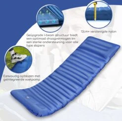 Hikr® Slaapmat 10cm+ Dikte - Comfortabel Luchtmatras - Zelfopblazend Met De Voet - TPU+40D Nylon - Slaapmatje Eenpersoons En Uit Te Breiden Tot Tweepersoons - Slaapmat Met Ingebouwde Pomp -Buiten Kamperen 1200x1186 5