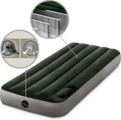 Intex Luchtbed - 1-Persoons - 76 X 191 X 25 Cm - Groen - Met Ingebouwde Voetpomp + Hoeslaken Antraciet + Reparatieset -Buiten Kamperen 1200x1189 4