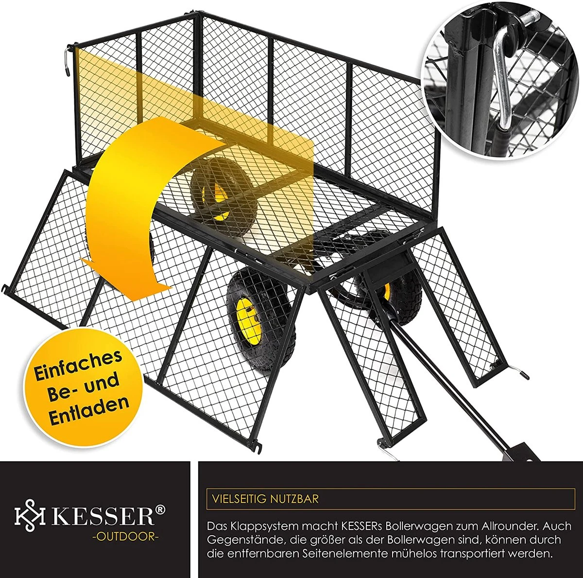 Exxen KESSER® Bolderkar, 550 Kg Belastbaar, Tuinwagen, Transportwagen, Tuinwagen, Uitneembaar Zeil, Gereedschapswagen, Handwagen, Veelzijdig Inzetbaar, Zwart 7 Exxen KESSER® Bolderkar, 550 Kg Belastbaar, Tuinwagen, Transportwagen, Tuinwagen, Uitneembaar Zeil, Gereedschapswagen, Handwagen, Veelzijdig Inzetbaar, Zwart - Afbeelding 5