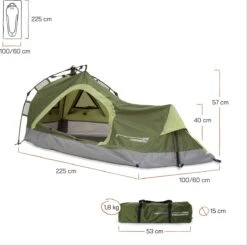 Where Tomorrow Solo Tent 225X100X57 Cm - Groen - 1 Persoons -Buiten Kamperen 1200x1190 1