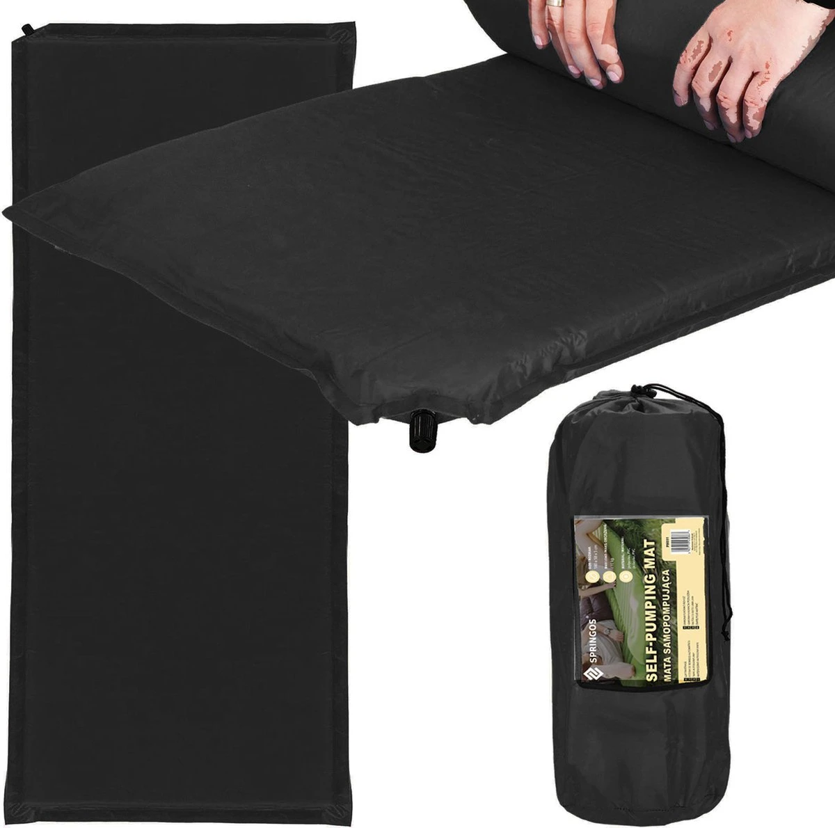 Springos Slaapmat | Zelfopblazend | 180 Cm | Inclusief Hoes | Zwart 8 Springos Slaapmat | Zelfopblazend | 180 Cm | Inclusief Hoes | Zwart - Afbeelding 6