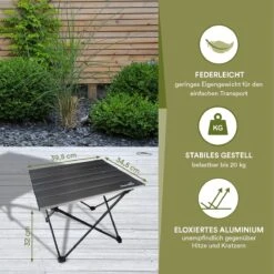 Skandika Ruka S Kleine Campingtafel – Campingtafels - Aluminium Campingtafel, Opvouwbaar, Zeer Licht, Eenvoudig Te Monteren, Stabiele Standaard - Opvouwtafel Voor Kamperen, Tenten Wandelen, Reizen, Thuis, Tuin – Tot Max. 20 Kg. - Grijs -Buiten Kamperen 1200x1200 1042