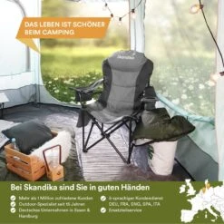 Skandika Relax Comfort Campingstoel - Campingstoel Opvouwbaar - Comfortabele Klapstoel Met Drinkhouder En Koelvak, Tot Max. 160 Kg, Opvouwbaar, Lichtgewicht | Vouwstoel Voor Kamperen, Camping, Festival, Vissen – Grijs -Buiten Kamperen 1200x1200 1049