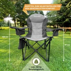 Skandika Relax Comfort Campingstoel - Campingstoel Opvouwbaar - Comfortabele Klapstoel Met Drinkhouder En Koelvak, Tot Max. 160 Kg, Opvouwbaar, Lichtgewicht | Vouwstoel Voor Kamperen, Camping, Festival, Vissen – Grijs -Buiten Kamperen 1200x1200 1051