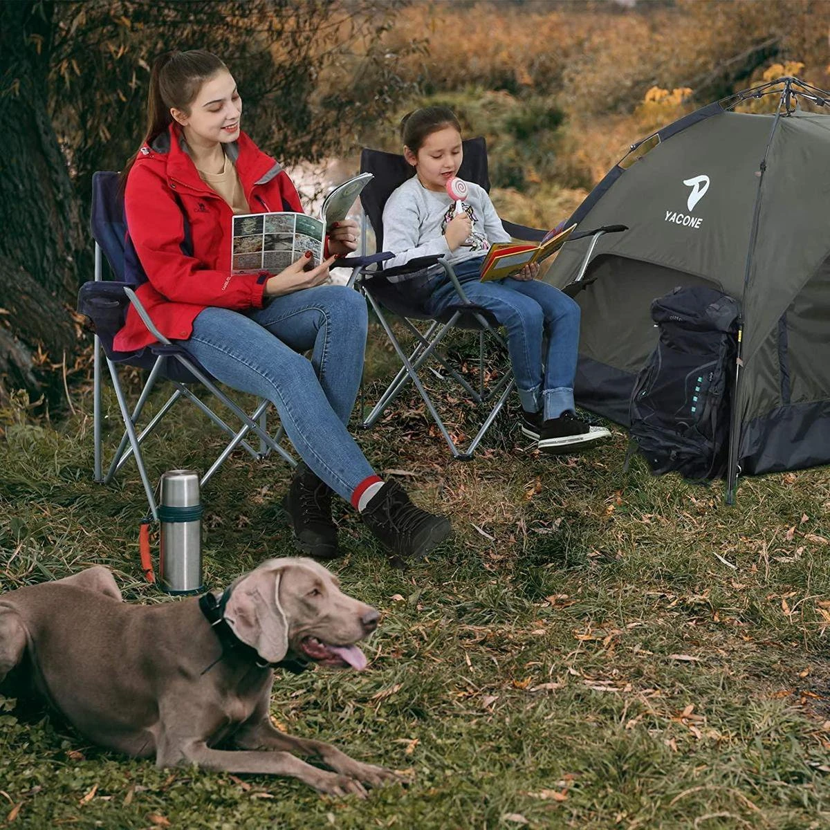 Set Van 2 Opvouwbare Campingstoelen, Klapstoelen Voor Buiten, Comfortabel, Met Armleuningen En Bekerhouders, Stabiel Frame, Draagvermogen 120 Kg - Blauw 4 Set Van 2 Opvouwbare Campingstoelen, Klapstoelen Voor Buiten, Comfortabel, Met Armleuningen En Bekerhouders, Stabiel Frame, Draagvermogen 120 Kg - Blauw - Afbeelding 2