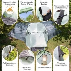 Skandika Bern 4 Koepeltent - Koepeltent - Tenten - 4 Persoons Kampeertent Met Panoramisch Dakraam, 2 Slaapcabines, Grondzeil, 210 Cm Stahoogte, Waterdicht, 4000 Mm Waterkolom - Grote Outdoor Familie Tent, Kampeertent - Grijs -Buiten Kamperen 1200x1200 117