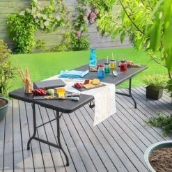 Casaria Tuintafel Opvouwbaar – Met Draaggreep 180x75 Cm – Zwart -Buiten Kamperen 1200x1200 1209