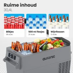 Auronic Elektrische Koelbox - 30.4L - Compressor - 12V En 240V - Grijs -Buiten Kamperen 1200x1200 1279