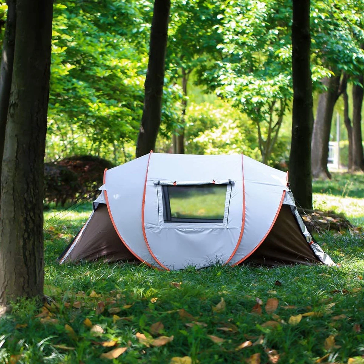 Fly Lab Luxe Pop Up Tent - Kampeer Tent - Grijs/Oranje - 4 Persoons 8 Fly Lab Luxe Pop Up Tent - Kampeer Tent - Grijs/Oranje - 4 Persoons - Afbeelding 6