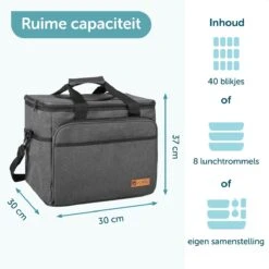 ForDig Koeltas XL Zwart (30 Liter) - Gemaakt Van 600D Polyester Met PEVA-Voering - Ruimte Voor 40 Blikjes Of 20 Halve Liter Flessen - Opvouwbaar Koel Tas Met Easy-Acces Flap - Ruimte Voor Bestek - Picknick Cool Bag - Coolerbag - Grote Cooler -Buiten Kamperen 1200x1200 1472