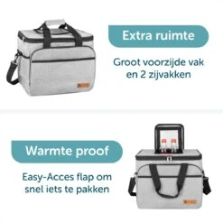 ForDig Koeltas XL Grijs (30 Liter) - Gemaakt Van 600D Polyester Met PEVA-Voering - Ruimte Voor 40 Blikjes Of 20 Halve Liter Flessen - Opvouwbaar Koel Tas Met Easy-Acces Flap - Ruimte Voor Bestek - Picknick Cool Bag - Coolerbag - Grote Cooler -Buiten Kamperen 1200x1200 1672