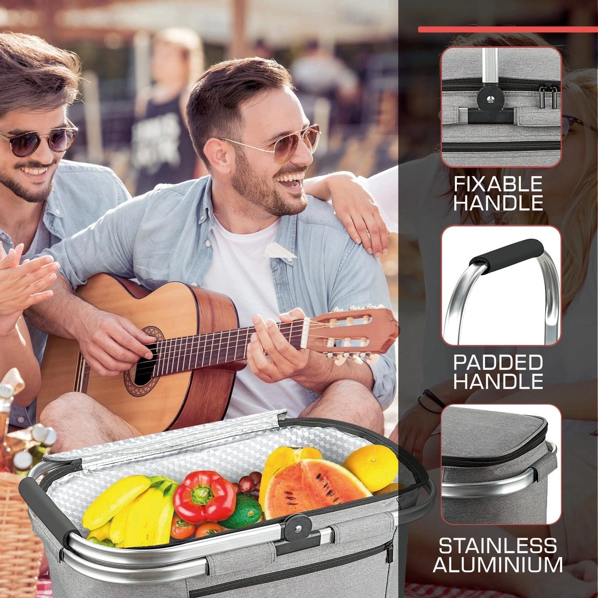 Bomoe Koeltas Picknickmand Opvouwbaar IceBreezer K47 - 47x27x26 Cm - 32 Liter- Perfect Voor Barbecues Of Boodschappen 8 Bomoe Koeltas Picknickmand Opvouwbaar IceBreezer K47 - 47x27x26 Cm - 32 Liter- Perfect Voor Barbecues Of Boodschappen - Afbeelding 6