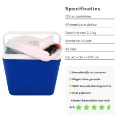 Cheqo® Elektrische Koelbox Voor Auto - 12V - 24L - Blauw - Autostekker - Afneembaar Deksel & Handvat - 2.2kg - 40x24x39cm -Buiten Kamperen 1200x1200 1765