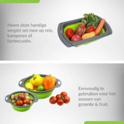 Buxibo - 3-Delige Keuken Vergiet Set Inklapbaar Groen/Grijs -Buiten Kamperen 1200x1200 1885