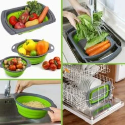 Buxibo - 3-Delige Keuken Vergiet Set Inklapbaar Groen/Grijs -Buiten Kamperen 1200x1200 1892