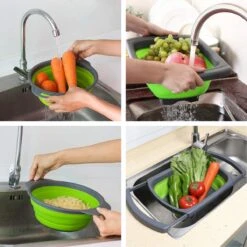 Buxibo - 3-Delige Keuken Vergiet Set Inklapbaar Groen/Grijs -Buiten Kamperen 1200x1200 1893