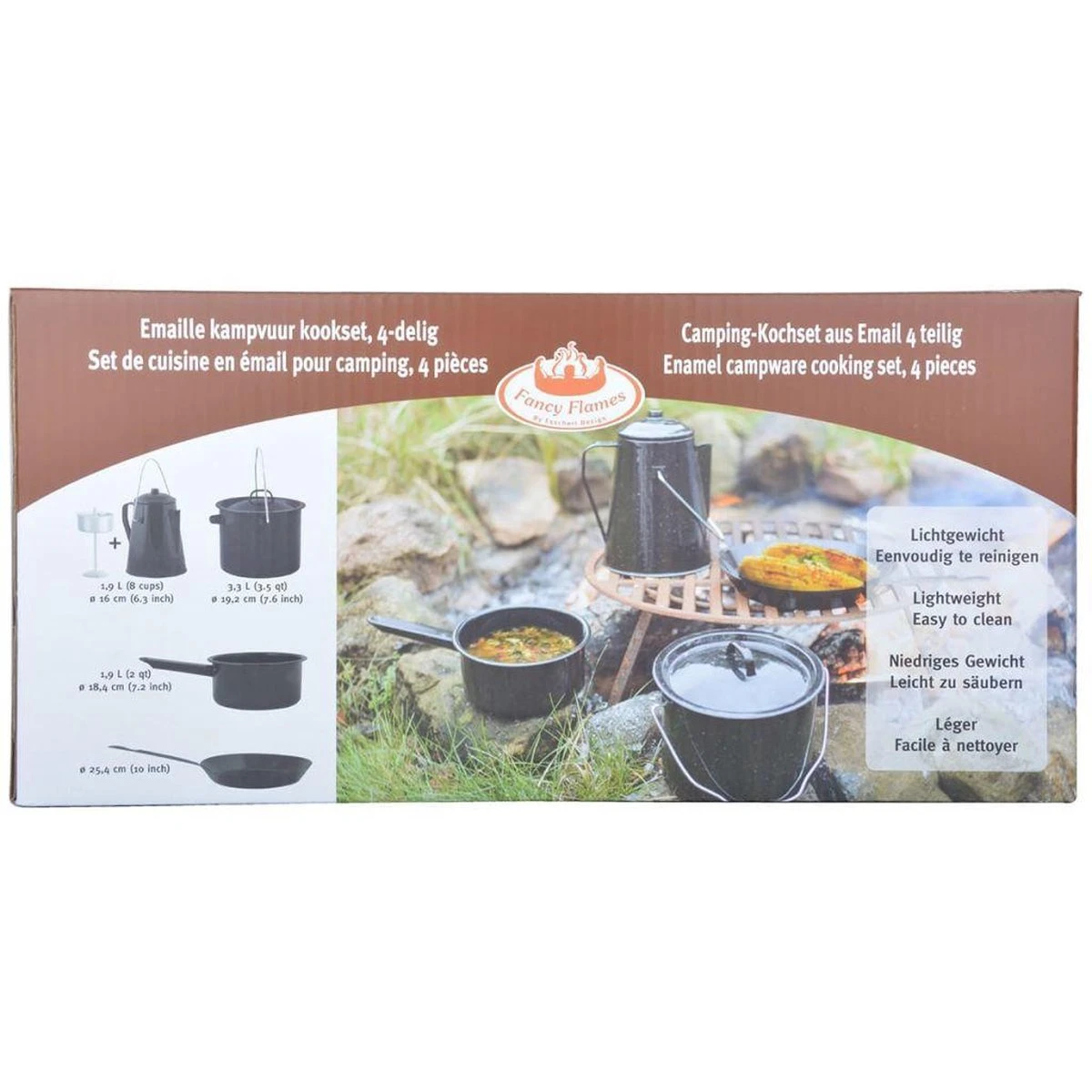 ESSCHERT DESIGN Pannenset Kampvuur - 4 Delig - Outdoor - Metaal 13 ESSCHERT DESIGN Pannenset Kampvuur - 4 Delig - Outdoor - Metaal - Afbeelding 11