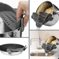 SensaHome- Siliconen Vergiet - Keuken Afgietdeksel - Afgiethulp - Siliconen - BPA Vrij - Grijs -Buiten Kamperen 1200x1200 1924