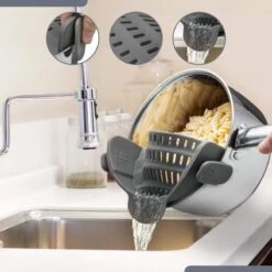 SensaHome- Siliconen Vergiet - Keuken Afgietdeksel - Afgiethulp - Siliconen - BPA Vrij - Grijs -Buiten Kamperen 1200x1200 1926