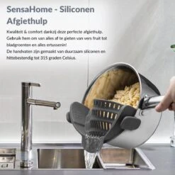 SensaHome- Siliconen Vergiet - Keuken Afgietdeksel - Afgiethulp - Siliconen - BPA Vrij - Grijs -Buiten Kamperen 1200x1200 1931