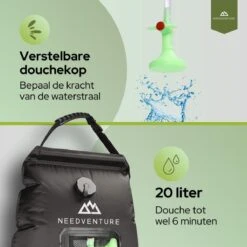 Needventure Solar Douche - Camping Douchezak - Buiten Douche - Tuindouche - Inclusief Thermometer - Waterzak Met Douchekop - 20L - Zwart 17 Needventure Solar Douche - Camping Douchezak - Buiten Douche - Tuindouche - Inclusief Thermometer - Waterzak Met Douchekop - 20L - Zwart -Buiten Kamperen 1200x1200 1969