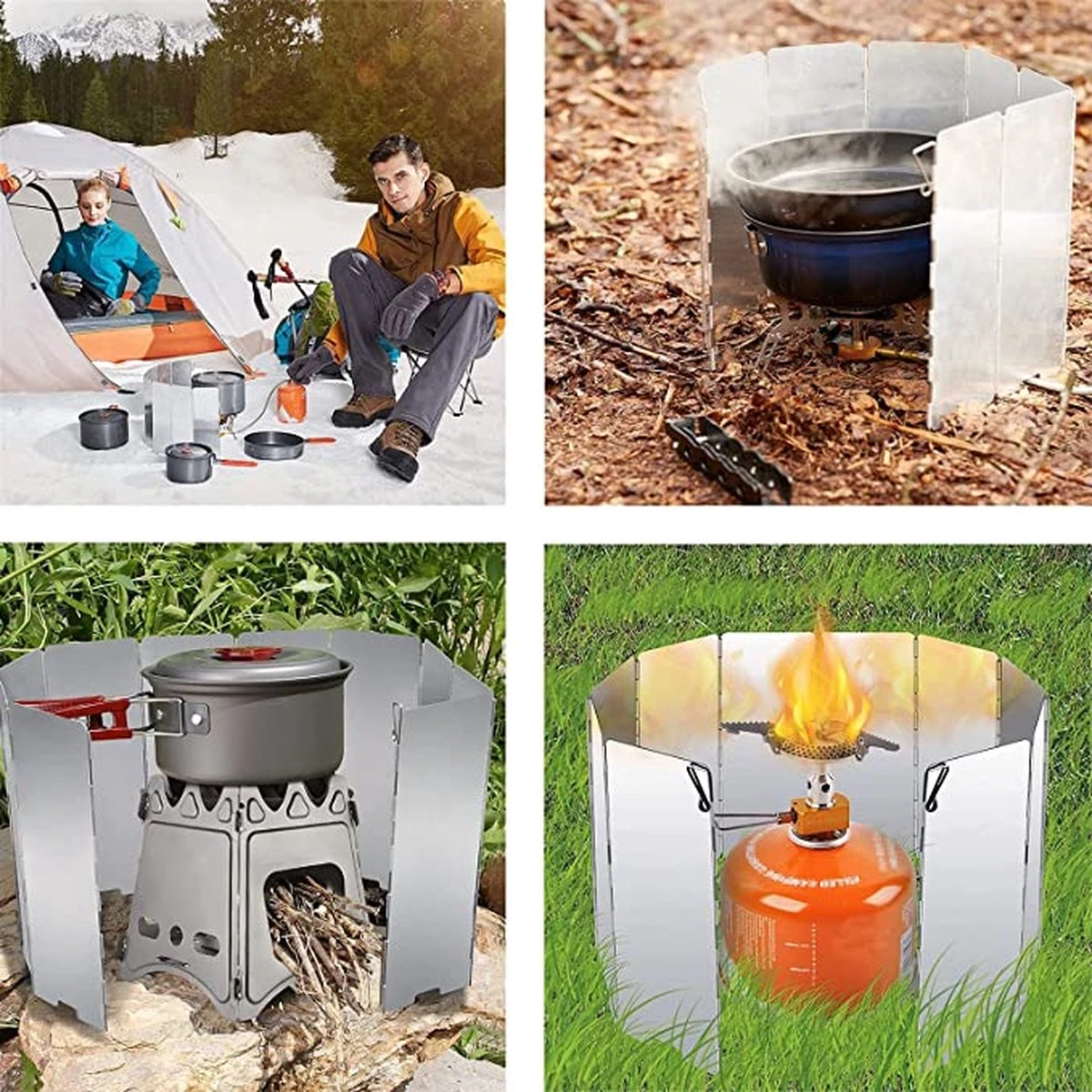 IBright Kookwindscherm - 12 Delig - 24cm Hoog - Kamperen -Opvouwbaar - Universeel 6 IBright Kookwindscherm - 12 Delig - 24cm Hoog - Kamperen -Opvouwbaar - Universeel - Afbeelding 4