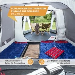 Skandika Pitea XL UP Tent – Koepeltenten - Autotent – 4 Persoons Campingtent Voor SUV, Caddy, Auto, CUV – Vrijstaand – Met/zonder Slaapcabine – Max. Stahoogte 200 Cm – Waterdicht Met 3000mm Waterkolom - 515 X 300 X 200 Cm (LxBxH) – Kamperen - Grijs -Buiten Kamperen 1200x1200 214