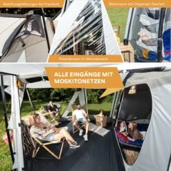 Skandika Pitea XL UP Tent – Koepeltenten - Autotent – 4 Persoons Campingtent Voor SUV, Caddy, Auto, CUV – Vrijstaand – Met/zonder Slaapcabine – Max. Stahoogte 200 Cm – Waterdicht Met 3000mm Waterkolom - 515 X 300 X 200 Cm (LxBxH) – Kamperen - Grijs -Buiten Kamperen 1200x1200 218